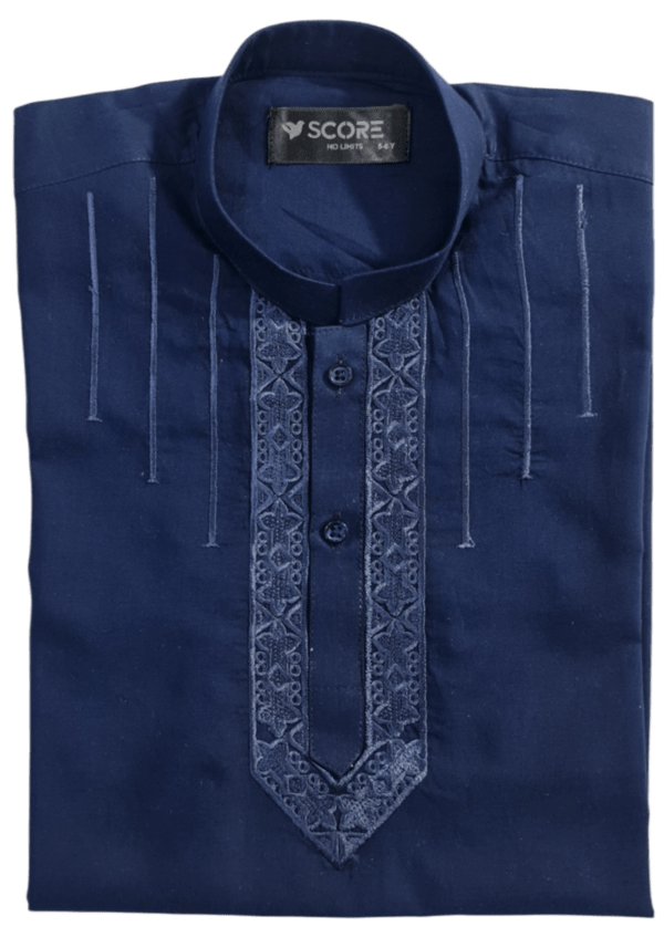 Navy V Line Embroidery Kurta