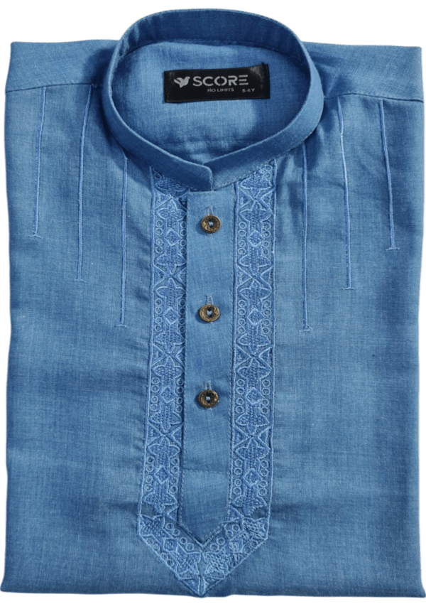 Light Blue V Line Embroidery Kurta