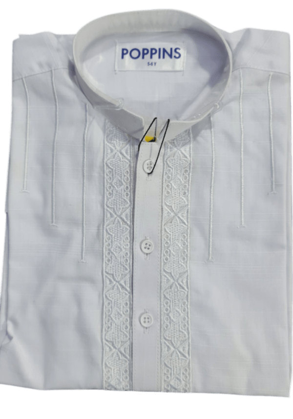 White Pop Ribbon Embroidery Kurta