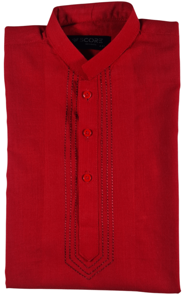 Red V Line Embroidery Kurta