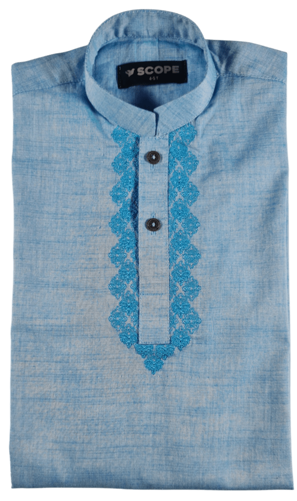 Carolina Blue V Zigzag Embroidery Kameez Shalwar
