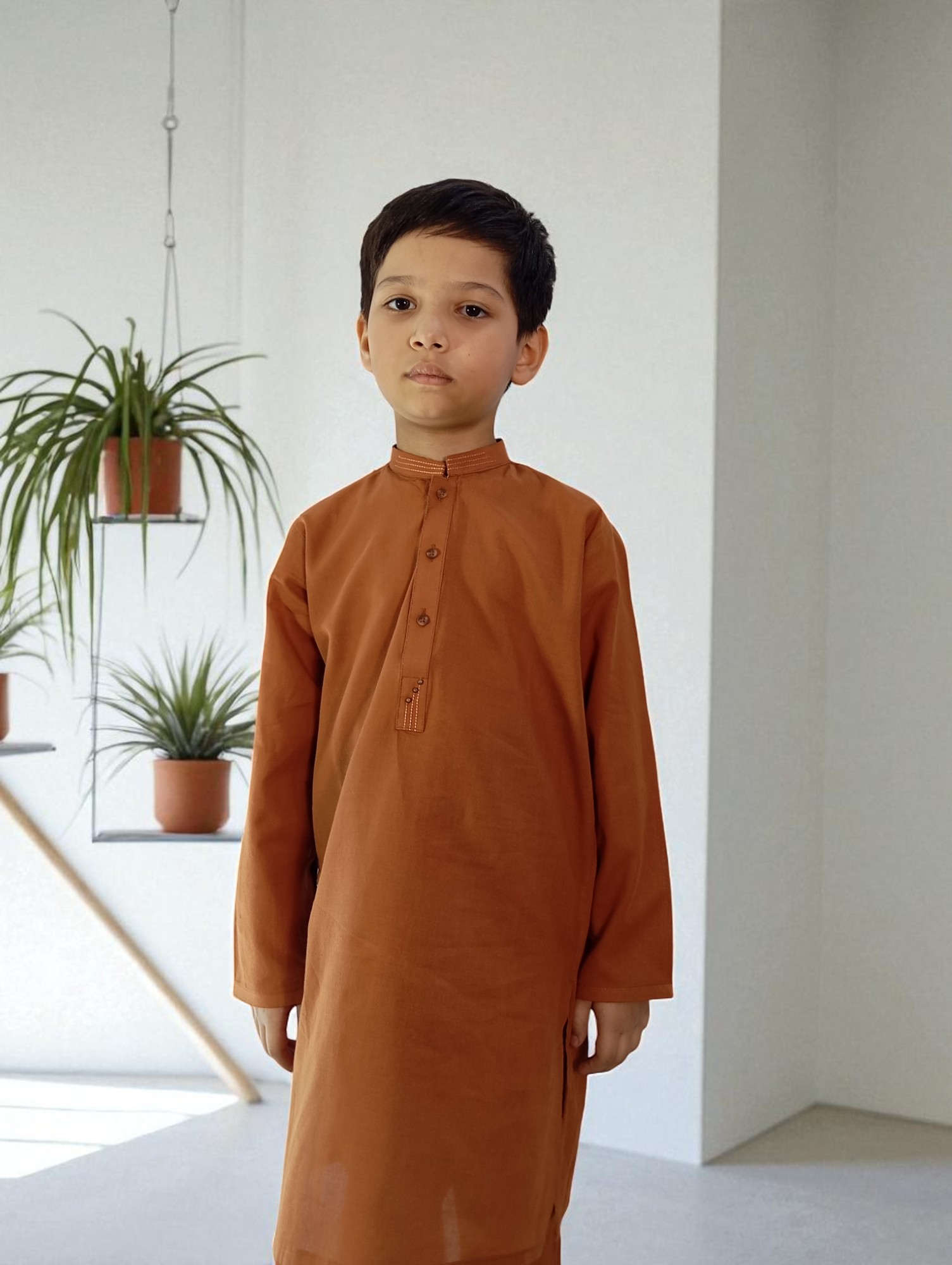 Rust Brown VH Designed Embroidery Kameez Shalwar