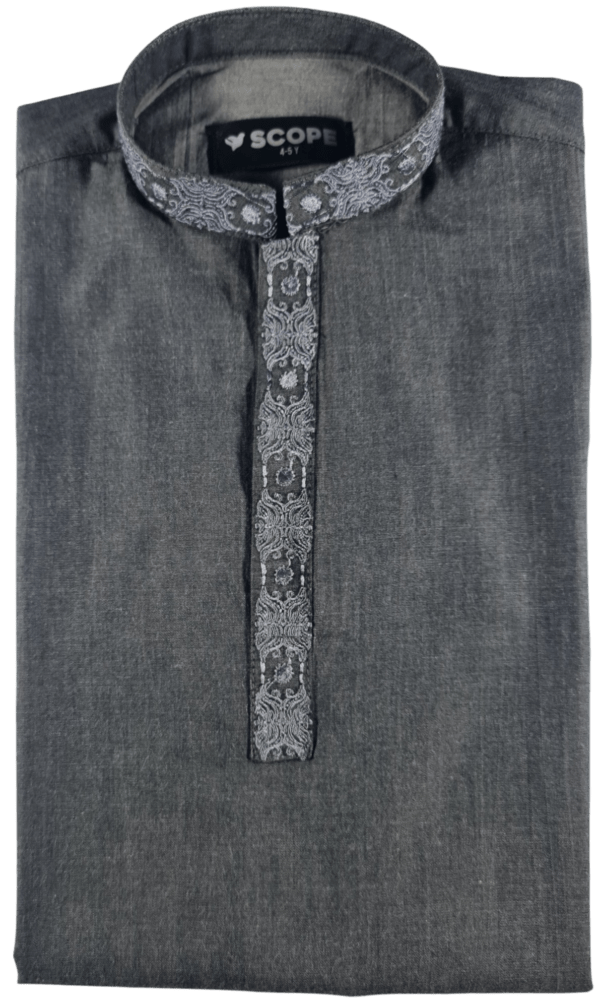Blackish Grey Ban Patti Embroidery Kameez Shalwar
